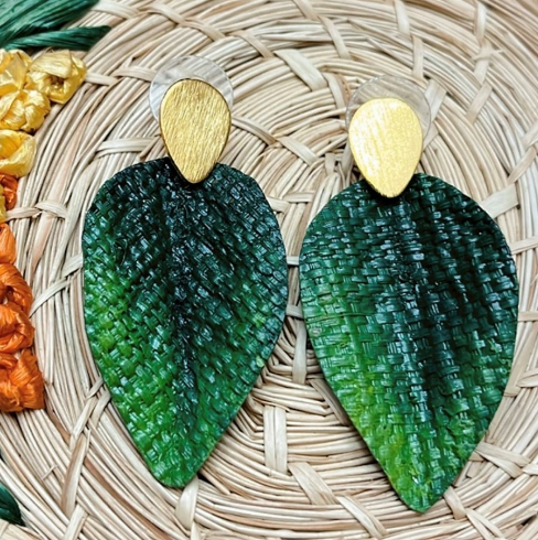 Rose leaf earrings